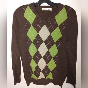 Old Navy brand plaid checked brown pullover sweater preowned